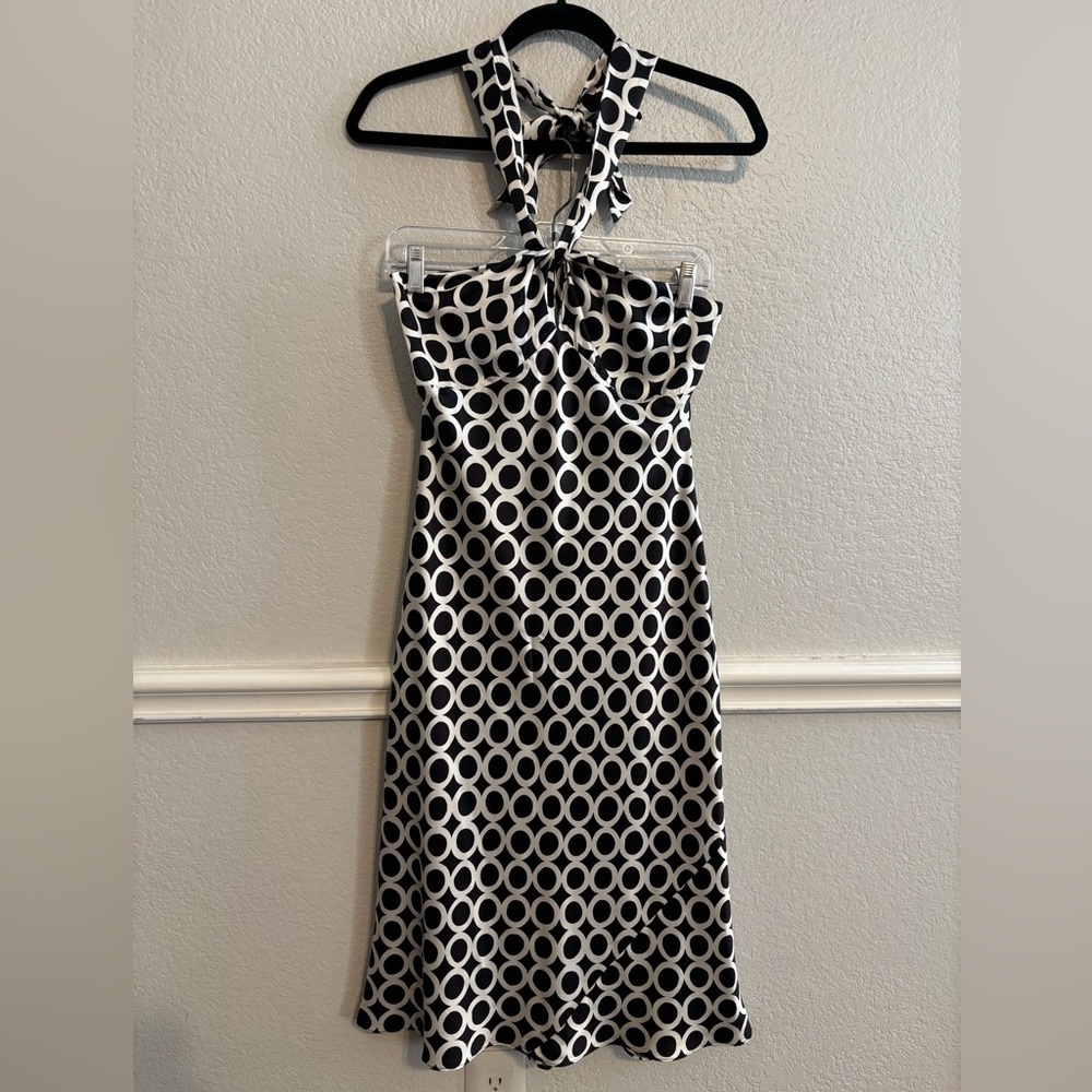 Laundry silk Halter tied Dress black and cream size 6